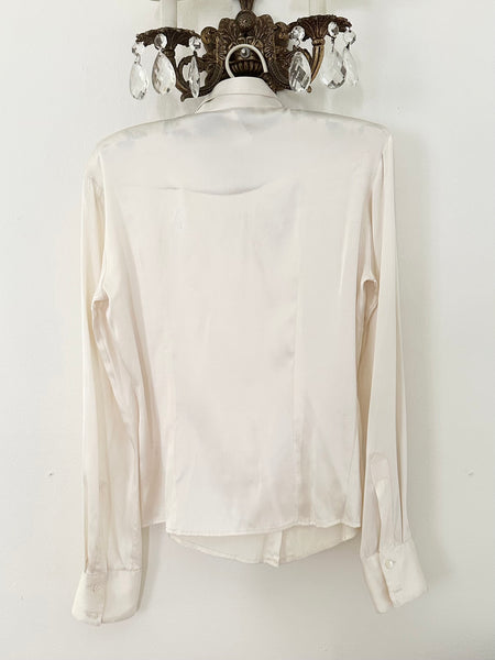 Vintage Italian Pure Silk Ruffle Blouse