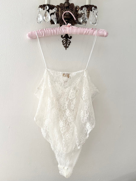 Vintage Victoria’s Secret Gold Label Ivory Lace 1980s Bodysuit Teddy Lingerie Piece (M)