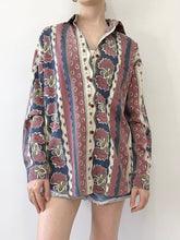 Load image into Gallery viewer, Floral Stripe 80s Button Up Blouse (S)
