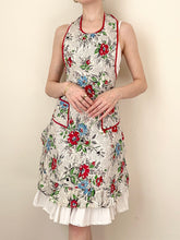 Load image into Gallery viewer, Red Flower Vintage Pinafore Apron Dress
