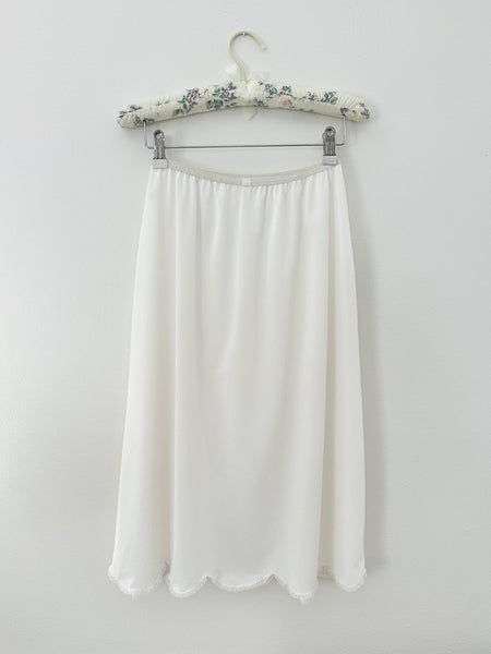 White 1950s Floral Lace Appliqué Slip Skirt (XS/S)
