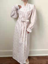 Load image into Gallery viewer, Pink &amp; Green Dainty Floral Cotton Lace Trim Robe (XS)
