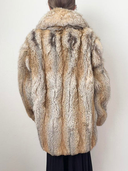 Vintage 1960s Golden Island Fox Fur Coat (L)