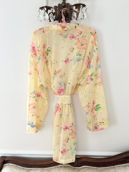 Vintage Victoria’s Secret 1990s Pink & Yellow Floral Peignoir Robe (OS)