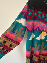 Load image into Gallery viewer, Southwestern Lux Knit Cactus Clouds Sweater (L)
