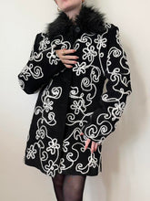 Load image into Gallery viewer, Black Suede Floral Embroidered Coat (S)
