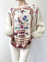 Load image into Gallery viewer, 1980s Floral Bouquet Knit Sweater (L)
