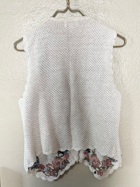 Cotton Crochet Colorful Floral Embroidered Vest