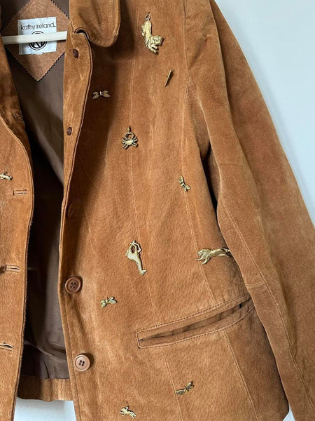 Vintage Gold Charm 90s Leather Suede Jacket (M)