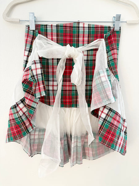 Vintage 1950s Red and Green Holiday Plaid Apron