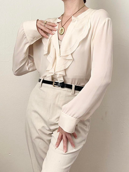 Pure Silk Y2K 2000s Ruffle Blouse (S)