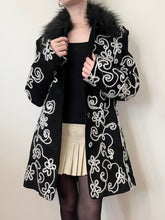 Load image into Gallery viewer, Black Suede Floral Embroidered Coat (S)
