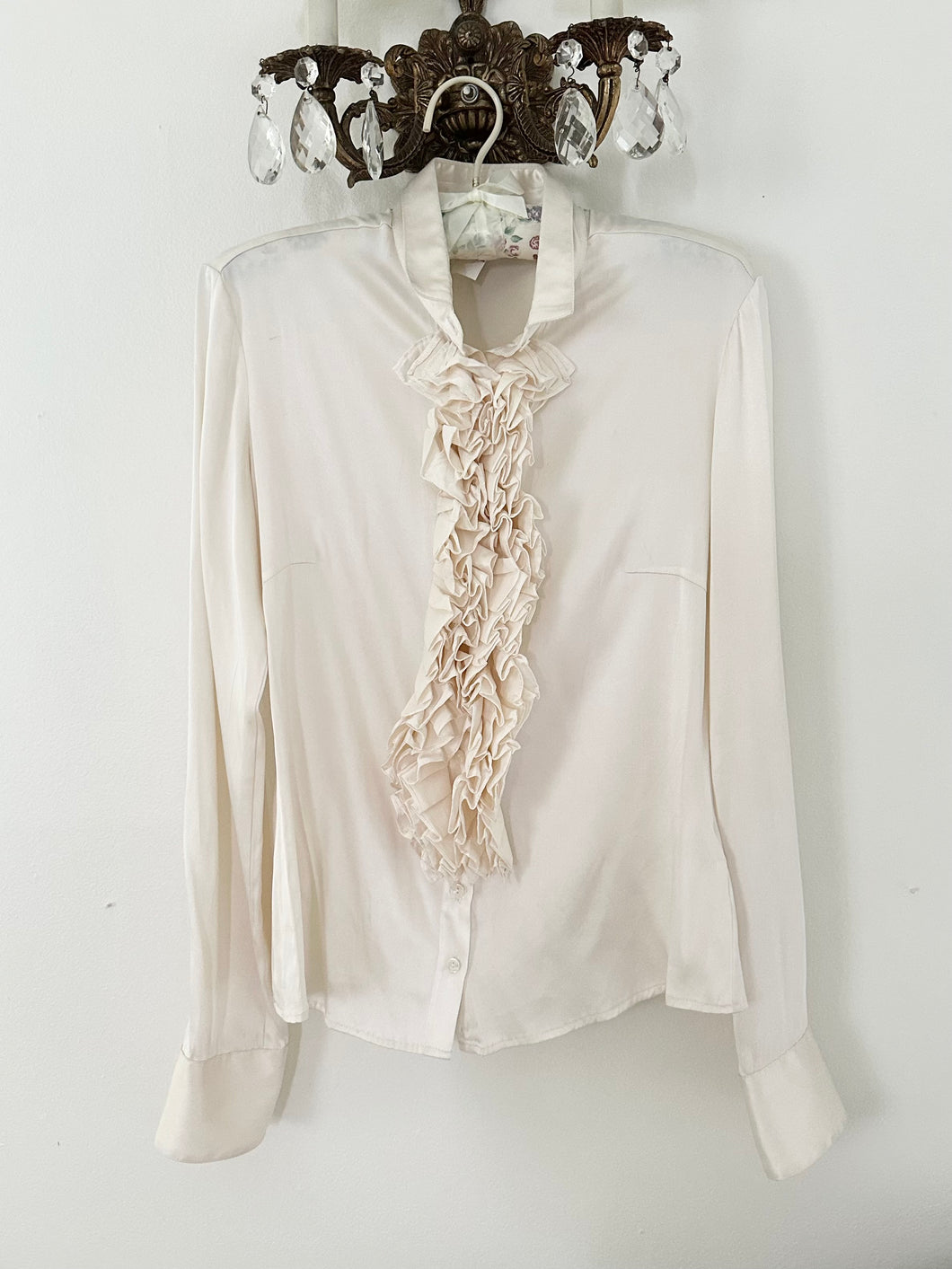 Vintage Italian Pure Silk Ruffle Blouse