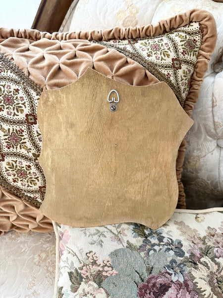 Pink and Gold Shabby Chic Vintage Cherub Angel Wooden Plaque Wall Art