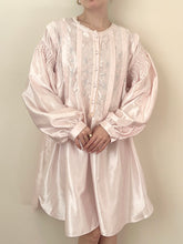 Load image into Gallery viewer, Vintage Pink Satin Embroidered Babydoll Nightgown (S)
