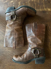 Load image into Gallery viewer, Vintage Brown Leather Moto Campus Boots (6.5)
