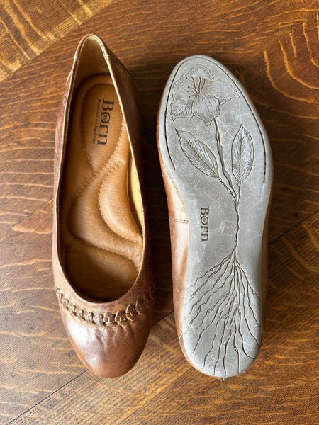 Brown Leather Braided Vintage Ballet Flats (9)
