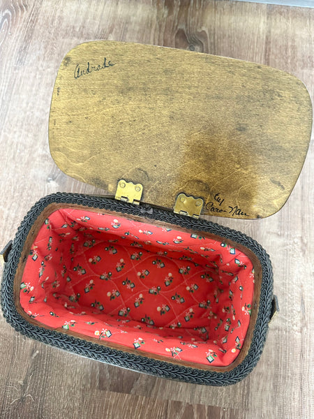 Vintage Hand Painted Turtles Basket Purse