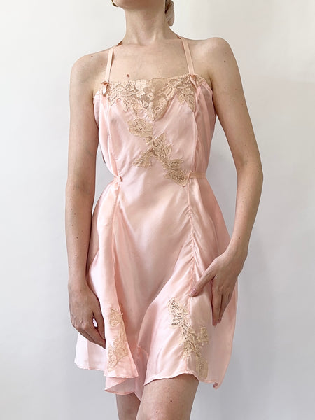 1930s Pink Satin Step In (XL)