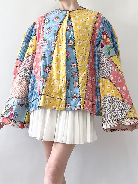 Hand Made Rainbow Patchwork Bed Jacket (M/L)
