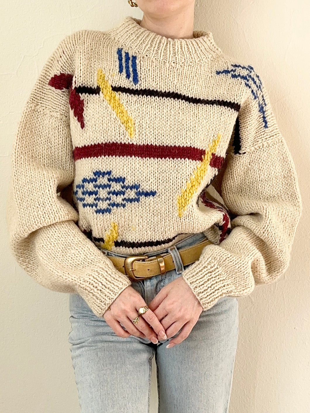 60s Hand Knit Wool Ecuadorian Sweater (M/L)