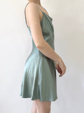 Load image into Gallery viewer, Sage Green Pure Silk 1990s Victoria’s Secret Slip Dress (XS)
