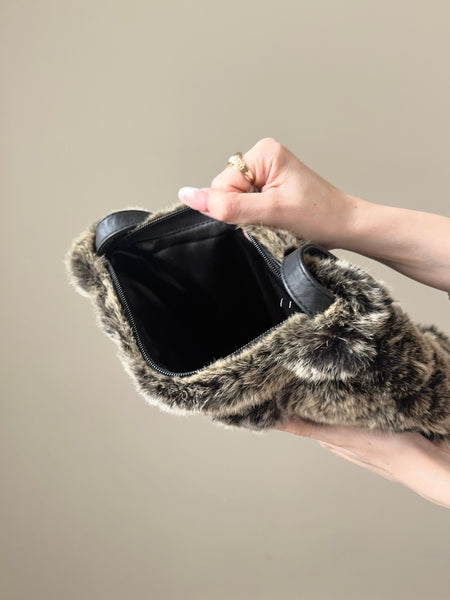 Grey Fur Shoulder Bag