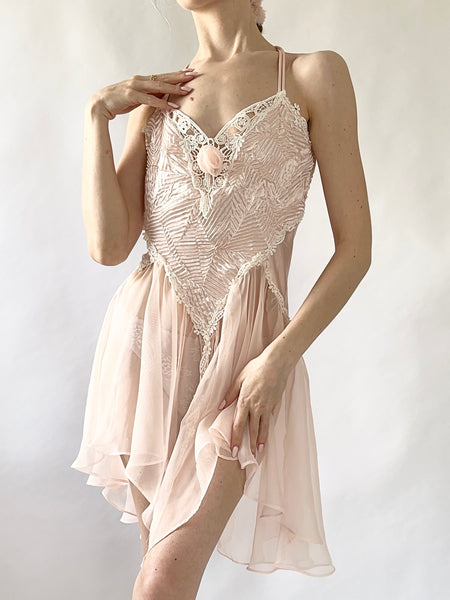 Vintage 1980s Pink Ballerina Slip Dress (M)