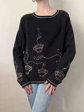 Load image into Gallery viewer, Cup-a-Java Cozy Coffee Hand Embroidered Sweater (S)
