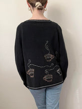 Load image into Gallery viewer, Cup-a-Java Cozy Coffee Hand Embroidered Sweater (S)
