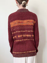 Load image into Gallery viewer, Hand Knit Striped Autumn Zip Up Cardigan Sweater (M)
