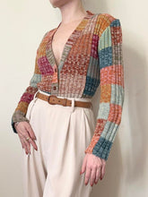 Load image into Gallery viewer, 70s Colorful Autumn Cardigan Sweater (S)
