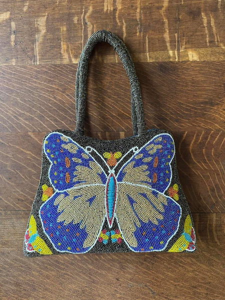 Vintage Y2K Beaded Butterfly Purse