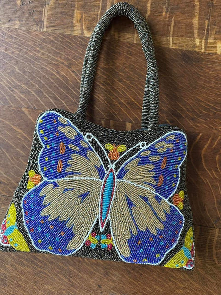 Vintage Y2K Beaded Butterfly Purse