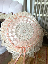 Load image into Gallery viewer, Antique Pink Satin Crochet Ribbon Pillow

