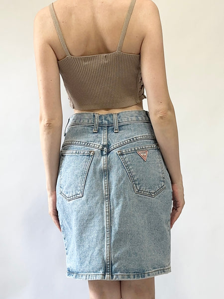 Vintage Guess Midwash 100% Cotton Denim Skirt (24