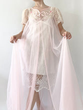 Load image into Gallery viewer, Pink Bow 70s Sheer Peignoir (M)
