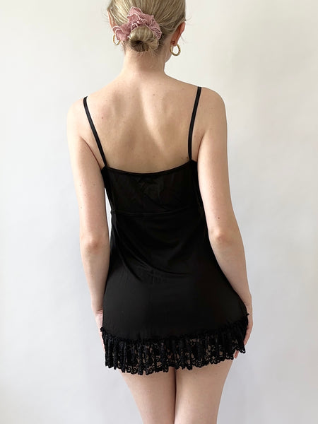 Black Lace Ruffle Tunic Cami (XS/S)