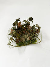 Load image into Gallery viewer, Moss Green Velvet Floral Bow Netted Fascinator Hat
