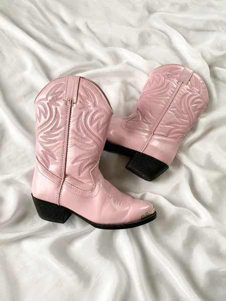 Pink Vegan Leather Cowgirl Boots (5.5)