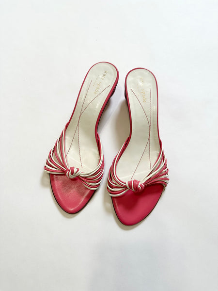 Fuchsia Pink Kate Spade Porcelain Ball Block Heels Mules (7)