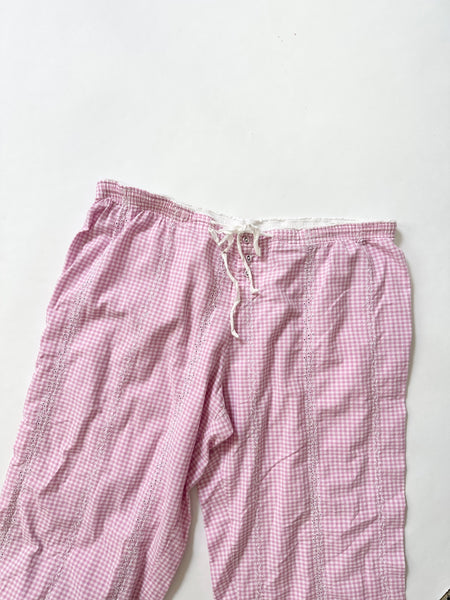 Vintage Victoria's Secret Pink Gingham Eyelet Sleep PJ Pants (L)