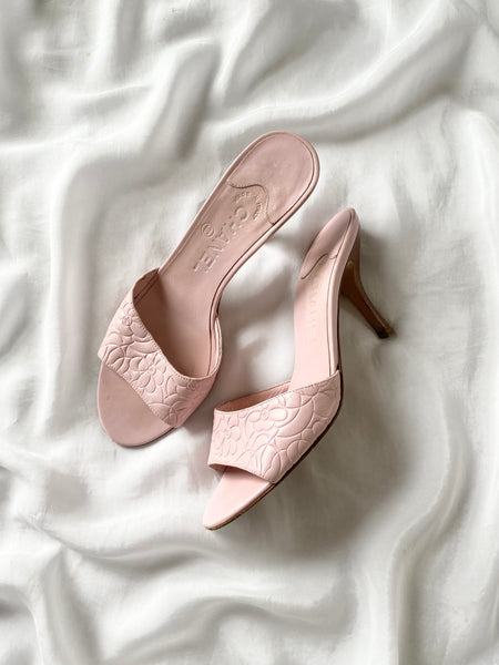 Chanel Pink CC Floral Kitten Mules (6.5)