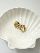 Load image into Gallery viewer, Vintage Gold Braided Rope Half Hoop Earrings
