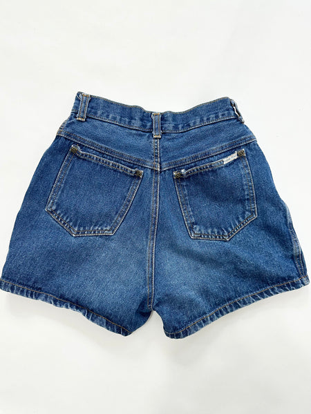 Vintage 1960s Dark Wash Blue 100% Cotton Denim Jean Shorts (24")