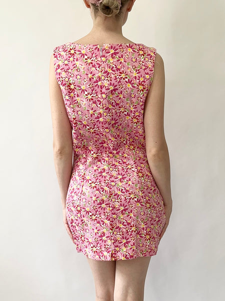 90s Pink Daisy Mod Mini Dress (2)