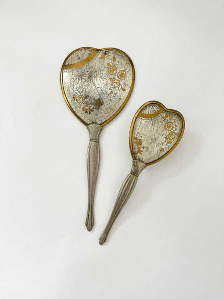 Victorian Style Brass Heart Matching Vanity Set