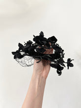 Load image into Gallery viewer, Black Velvet Netted Flower Fascinator Hat
