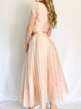 Load image into Gallery viewer, 1950s Pink Organza Belted Bow Pleated Party Dress (XS-S)
