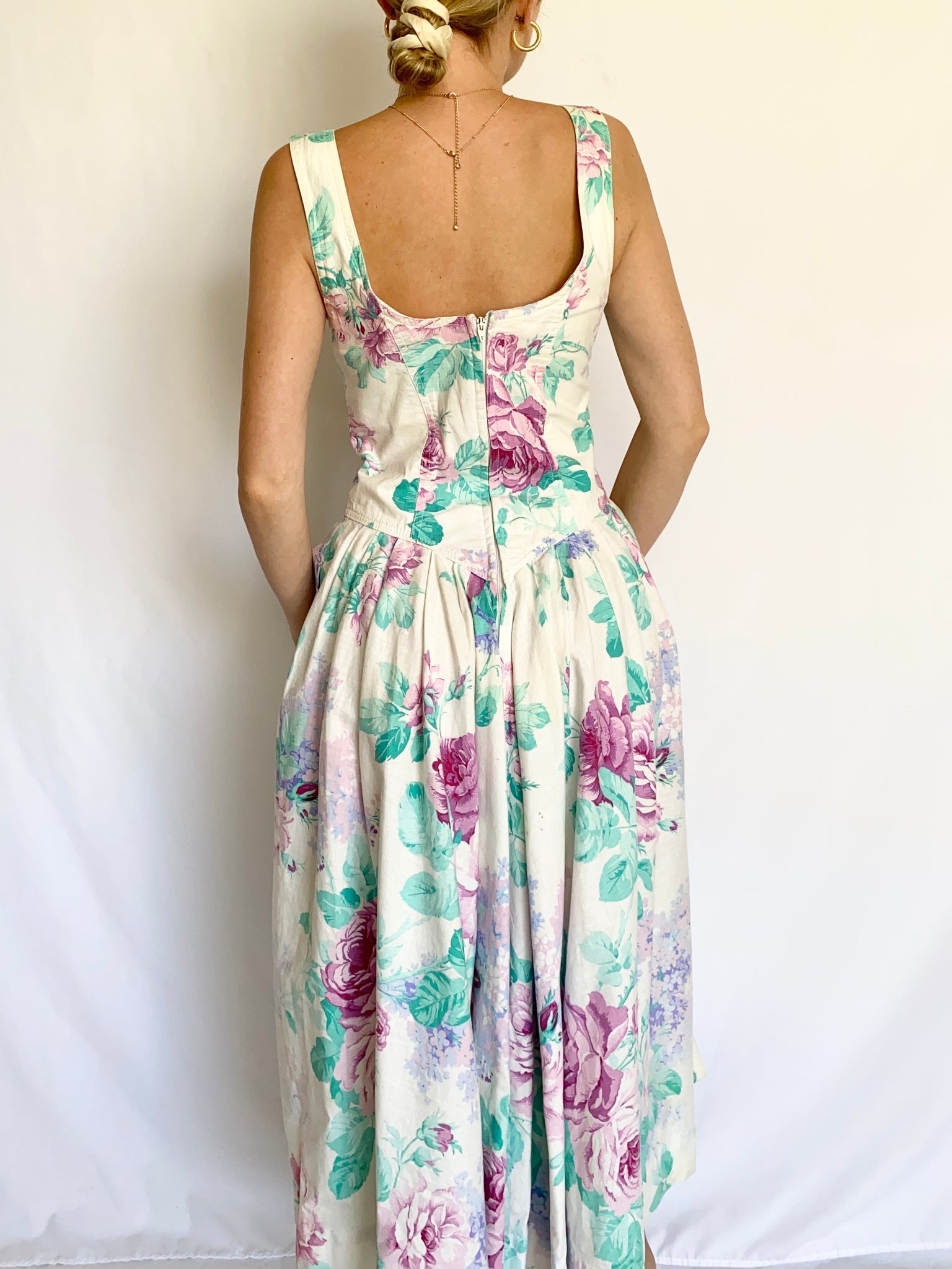 Vintage Fairytale Garden Floral Corset Dress (S-XS)